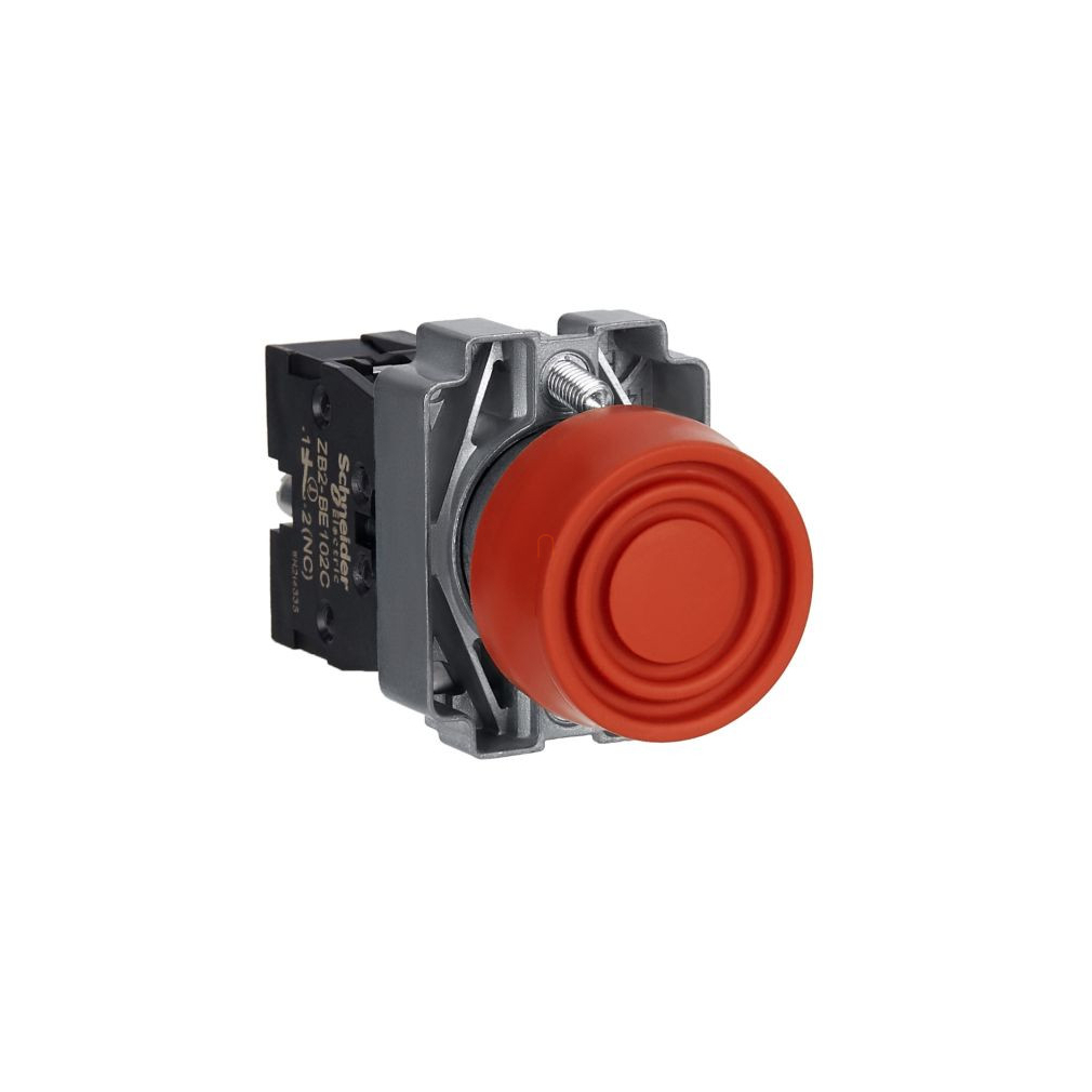 Easy Harmony XB2, Nyomógomb, védősapkás, zöld, 1 NC, fém, panelbe süllyesztett, 22mm, visszatérő XB2BP42C Schneider