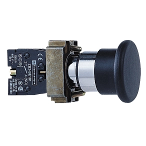 Schneider Electric Easy Harmony XB2 - XB2BC21C - Nyomógomb, gombafejű, fekete, 1 NO, fém, 22mm, fej 40mm