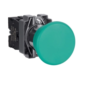 Schneider Electric Easy Harmony XB2 - XB2BC31C - Nyomógomb, gombafejű, zöld, 1 NO, fém, 22mm, fej 40mm