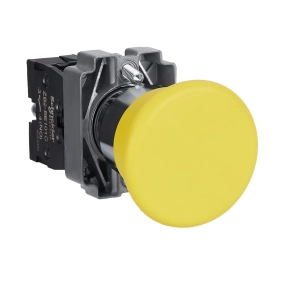 Schneider Electric Easy Harmony XB2 - XB2BC51C - Nyomógomb, gombafejű, sárga, 1 NO, fém, 22mm, fej 40mm