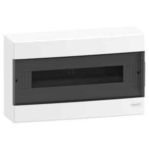Schneider Electric Easy9 EU - EZ9EUC118 - kiselosztó, füstszínű ajtó, falon kívüli, 1x18 modul, PEN