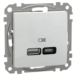   Schneider Electric Sedna Design & Elements - SDD111405 - Dupla USB töltő, A+C, 21W, fehér