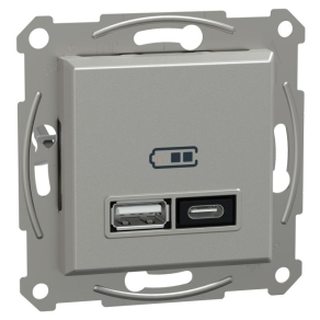  Schneider Electric Asfora - EPH2700561 - dupla USB töltő, A+C, 21W, alumínium