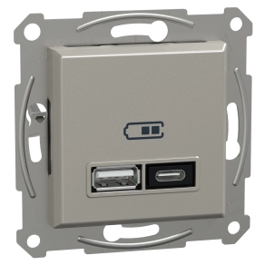 Schneider Electric Asfora - EPH2700569 - dupla USB töltő, A+C, 21W, bronz