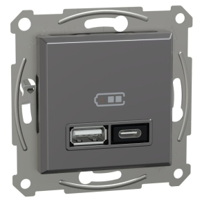   Schneider Electric Asfora - EPH2700571 - dupla USB töltő, A+C, 21W, antracit