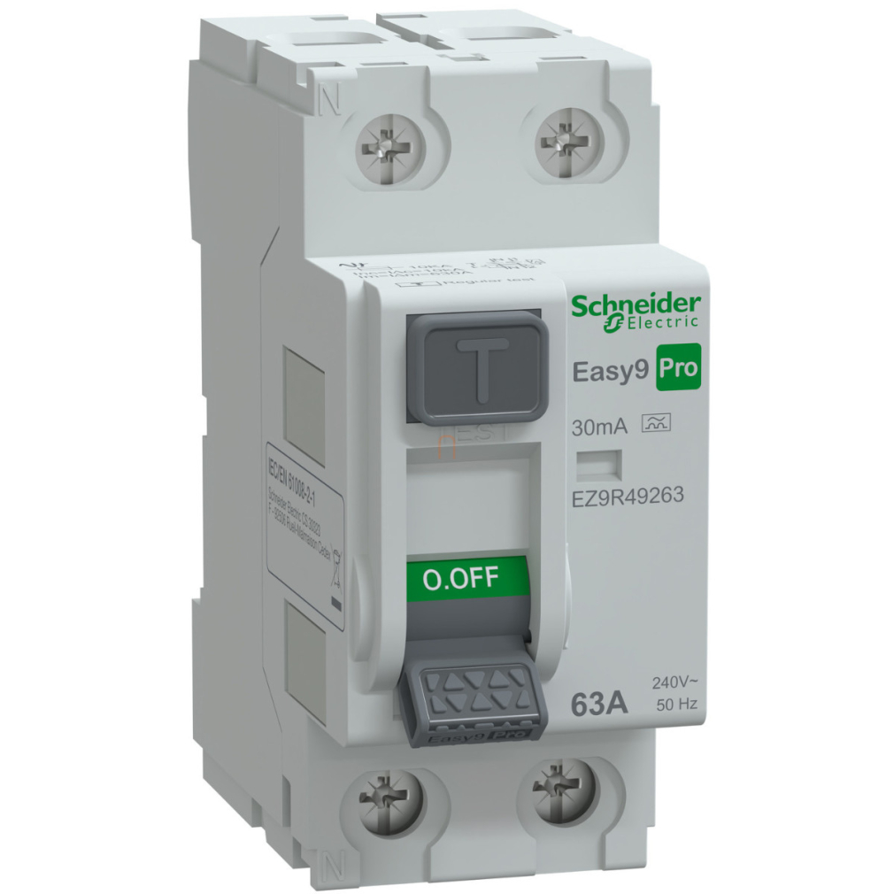 Schneider Easy9 Pro áramvédő kapcsoló 2P 63A 30mA, A osztály (EZ9R49263)