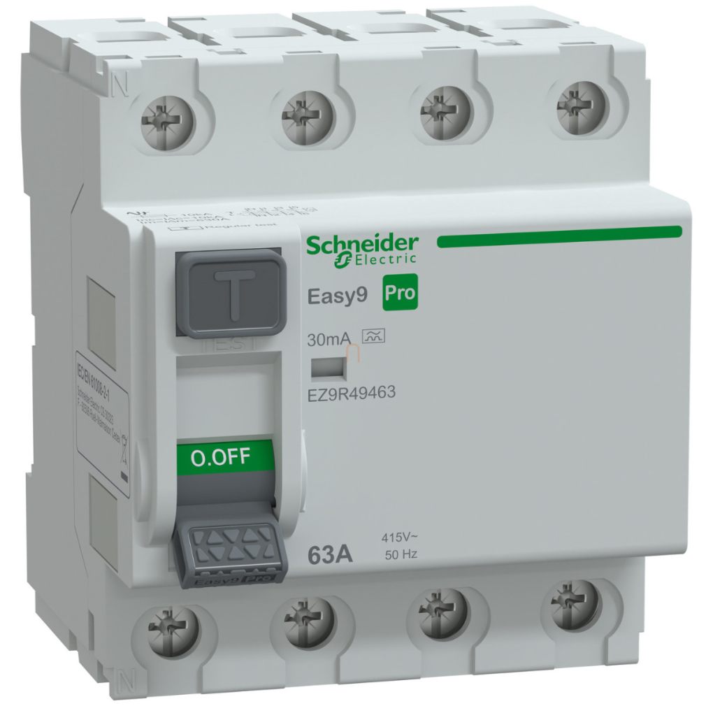 Schneider Easy9 Pro áramvédő kapcsoló 4P 63A 30mA, A osztály (EZ9R49463)