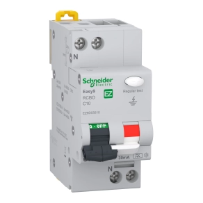 Schneider Electric Easy9 Pro - EZ9D55610 - Áramvédős kismegszakító, A osztály, 1P-N, C, 10A, 30mA