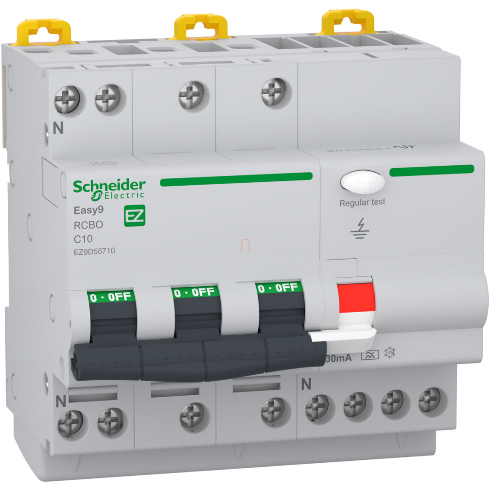 Schneider Easy9 Pro áramvédős kismegszakító 3P+N C 10A, 30mA, A osztály (EZ9D55710)
