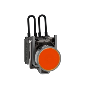 Schneider Electric Harmony XB4 - XB4BW25B5 - komplett fém nyomógombos LED tesztlámpa, Ø22, 24VAC/DC, narancssárga