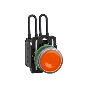 Schneider Electric Harmony XB5 - XB5AW25B5 - komplett műanyag nyomógombos LED tesztlámpa, Ø22, 24VAC/DC, narancssárga