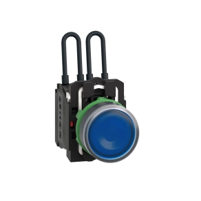 Schneider Electric Harmony XB5 - XB5AW26B5 - komplett műanyag nyomógombos LED tesztlámpa, Ø22, 24VAC/DC, kék