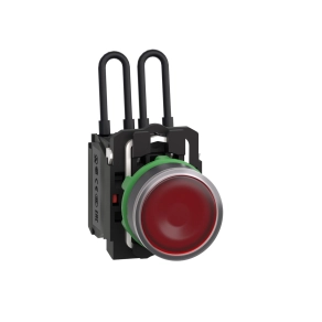 Schneider Electric Harmony XB5 - XB5AW24G5 - komplett műanyag nyomógombos LED tesztlámpa, Ø22, 110/120VAC, piros
