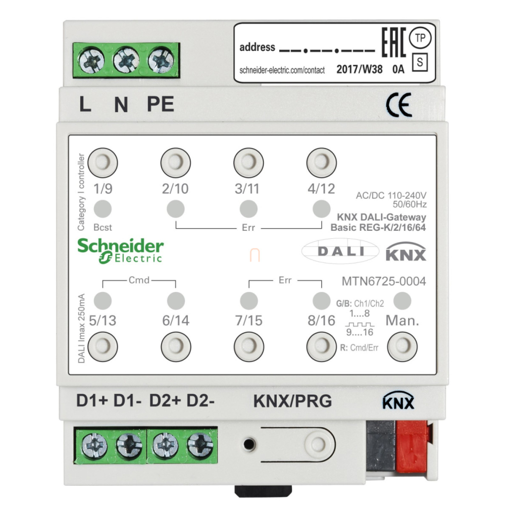 Merten-KNX DALI átjáró Basic REG-K/2/16/64 MTN6725-0004 Schneider