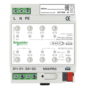   Schneider Electric KNX - MTN6725-0004 DALI átjáró Basic REG-K/2/16/64