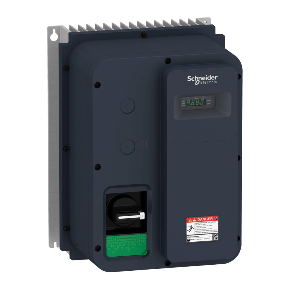 Altivar Machine ATV320 frekvenciaváltó, 2,2kW, 1f, 230VAC, Modbus/CANopen, IP65, szakaszoló kapcsolóval ATV320U22M2WS Schneider