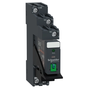 Schneider Electric Harmony Electromechanical Relays - RXG12BDPV - RXG Interfész relé foglalattal, 1CO, 10A, 24VDC, tesztgomb, LED