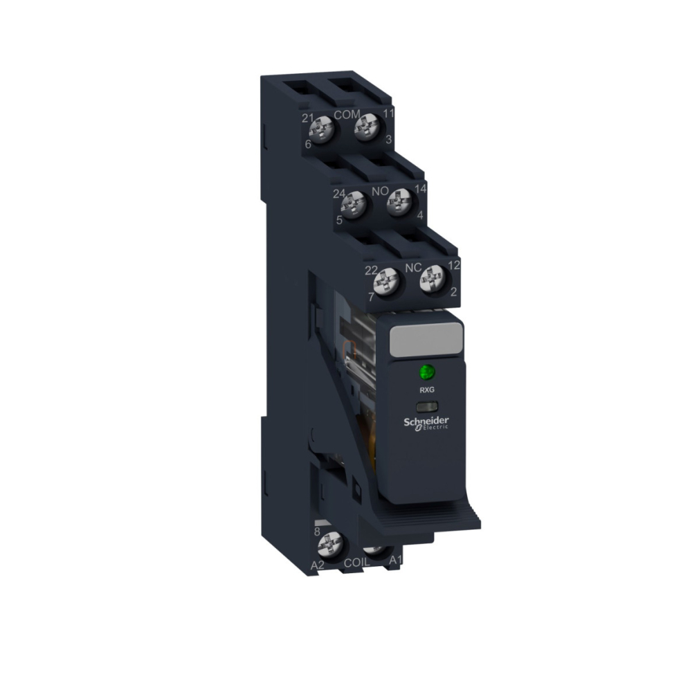 RXG Interfész relé foglalattal, 2CO, 5A, 24VDC, LED RXG23BDPV Schneider