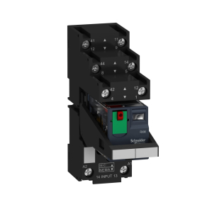   Schneider Electric Harmony Electromechanical Relays - RXM2AB2B7PVS - RXM miniatűr relé foglalattal, 2CO, 12A, 24VAC, tesztgomb, LED, elválasztott elrendezésű