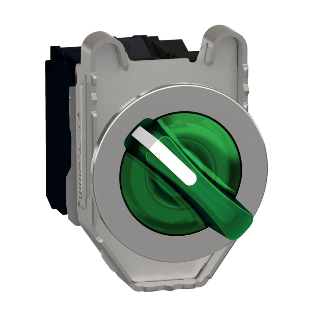 Schneider XB4FK133G5  Sülly.fém komplett világító kapcsoló, 3 állású, 120 VAC, 1NO+1NC, zöld