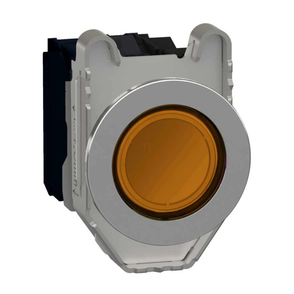 Schneider XB4FW35G5 süllyesztett fém komplett LED-es világító fejű nyomógomb, 1NO, 120VAC,narancs