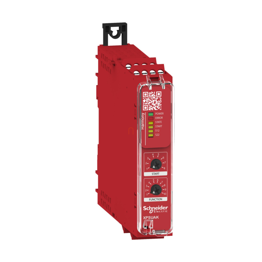 Preventa biztonsági relé modul XSPUAF+biztonsági szőnyeg funkció Cat4 be/ki:2/3CO PNP 24VAC/DC csavaros XPSUAK12AP Schneider
