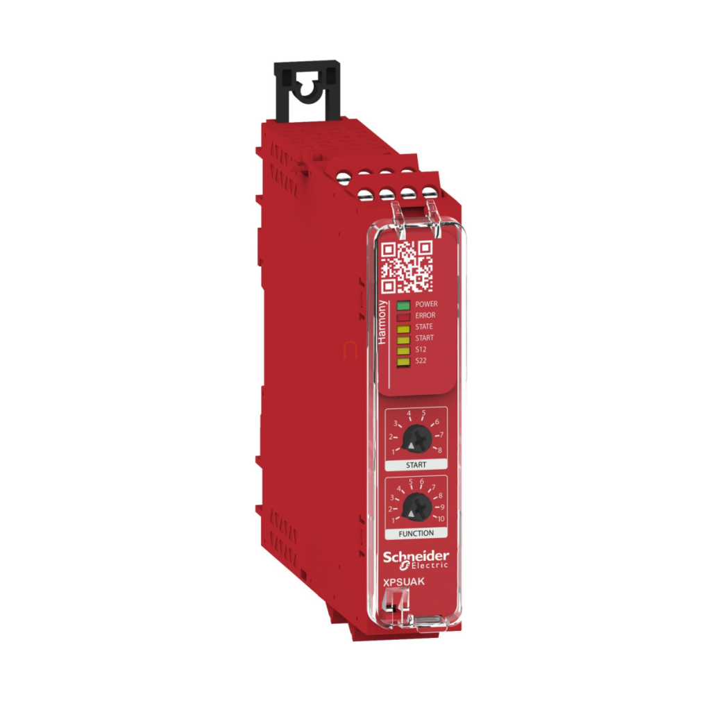 Preventa biztonsági relé modul XSPUAF+biztonsági szőnyeg funkció Cat4 be/ki:2/3CO PNP 48-230VAC/DC csavaros XPSUAK32AP Schneider