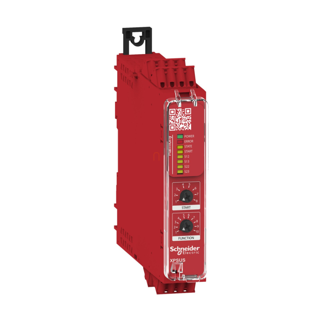 Preventa biztonsági relé modul XPSUAF+ engedélyező kapcsoló funkció Cat4 be/ki:2/3CO PNP 48-230VAC/DC rugós XPSUS32AC Schneider