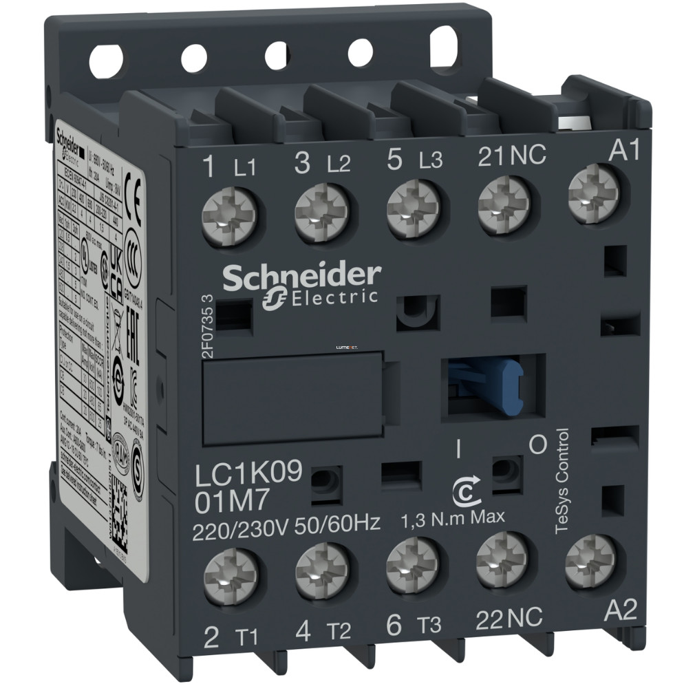 Schneider AC mágneskapcsoló 9A, AC, 24VAC tekercsfeszültség, 50Hz (TeSys)