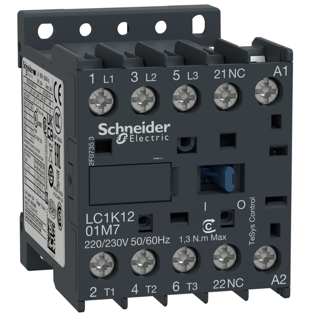 Schneider AC mágneskapcsoló 12A, AC, 24VAC tekercsfeszültség, 50Hz (TeSys)