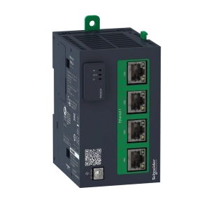 Schneider Electric Modicon M262 - TMSES4 -TMS kommunikációs modul, Ethernet switch, 4xRJ45 leválasztott hálózat, Achilles L1 cyber secure, PLC-hez