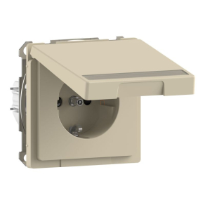   Schneider Electric Merten System Design - MTN2312-6033 - 2P+F csatlakozóaljzat biztonsági zsaluval, feliratozható csapófedéllel, rugós, 16A, szahara