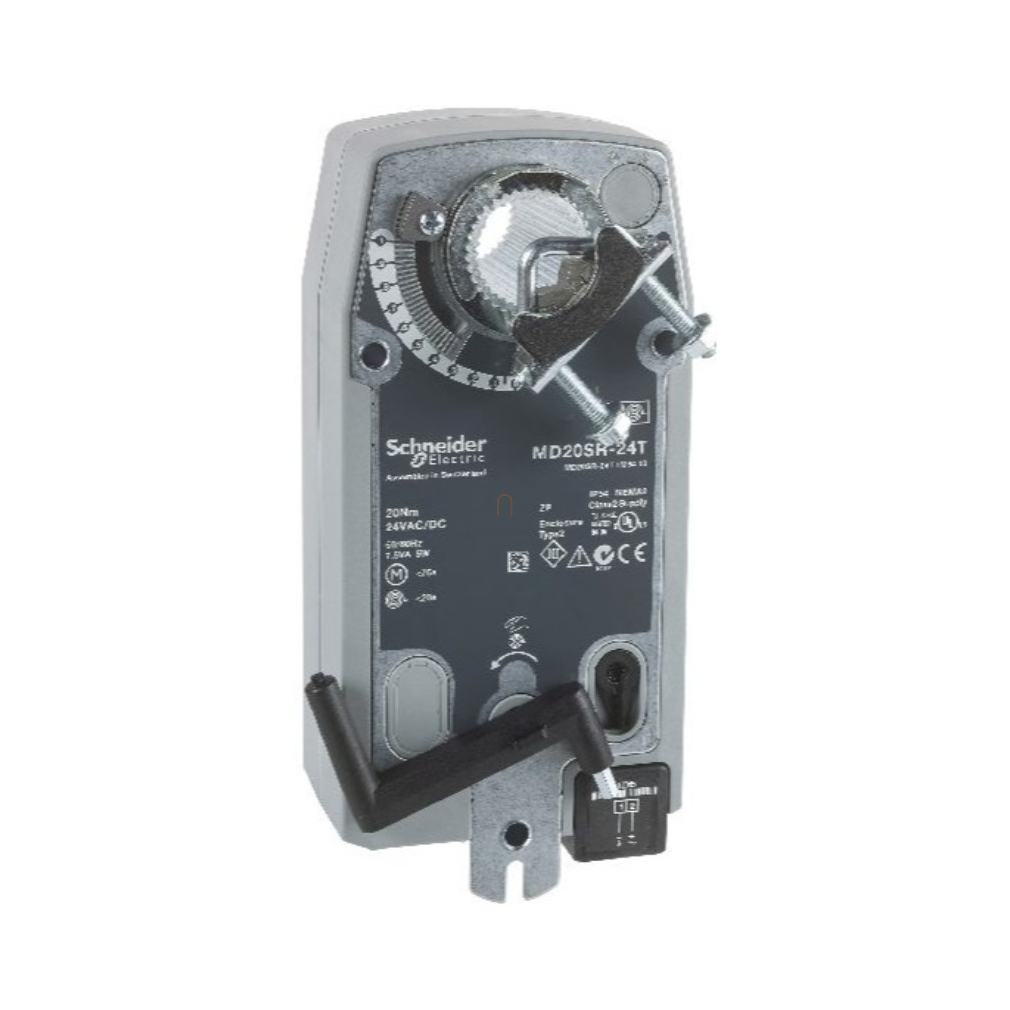Rugóvisszatérítéses zsalumozgató, 10 Nm, 24VAC táp, 2-10V kimenet MD10SR-24M Schneider