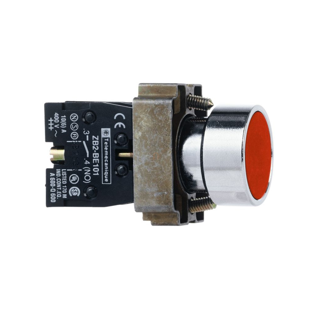 Easy Harmony XB2, Nyomógomb, piros, 1 NC, fém, panelbe süllyesztett, 22mm, visszatérő, jelöletlen XB2BA42C Schneider