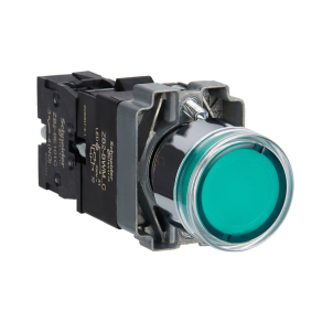   Schneider Electric Easy Harmony XB2 - XB2BW33M1C - Világító nyomógomb, zöld, AC 220V, fém, panelbe süllyesztett, 22mm, visszatérő