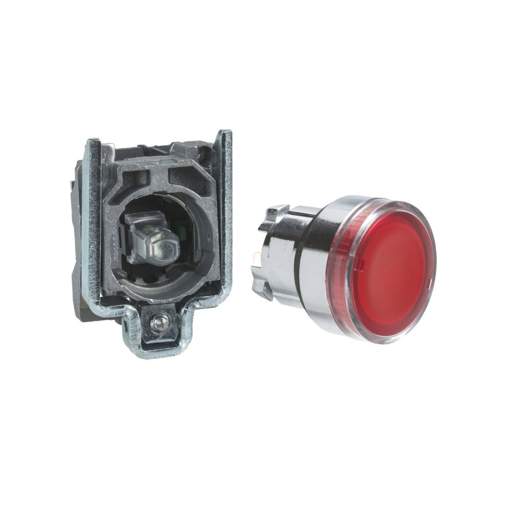 Easy Harmony XB2, Világító nyomógomb, piros, AC/DC 24V, fém, panelbe süllyesztett, 22mm, visszatérő XB2BW34B1C Schneider