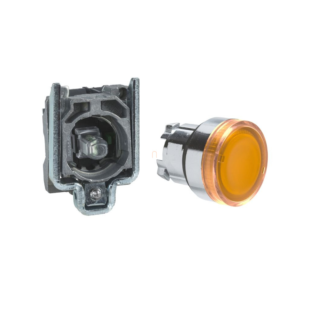 Easy Harmony XB2, Világító nyomógomb, sárga, AC/DC 24V, fém, panelbe süllyesztett, 22mm, visszatérő XB2BW35B1C Schneider