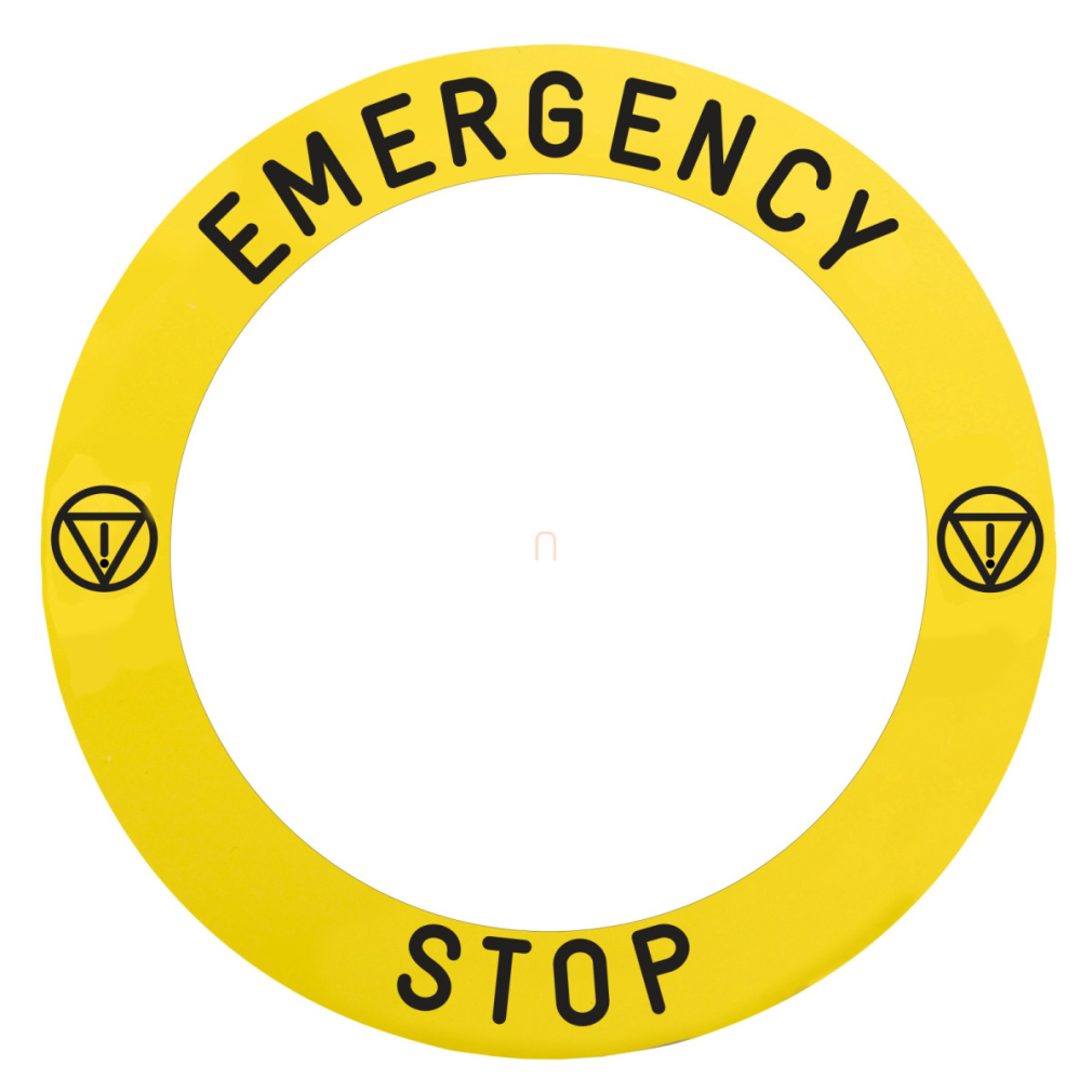 Harmony sárga köralakú felirati tábla, D90 ZB5AS84Wxx vészleállítóhoz, logó, EMERGENCY STOP ZBY8L330 Schneider