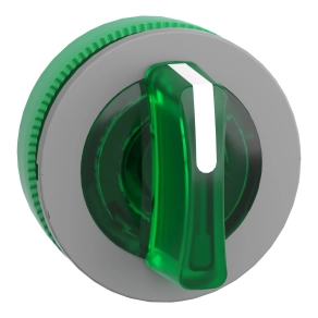 Schneider Electric Harmony XB5 - ZB5FK1833C0 - panelbe süllyesztett műanyag világító választókapcsoló fej, Ø30, 3 állású, zöld, jobbról vissza., szürke perem
