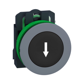   Schneider Electric Harmony XB5 - XB5FA3351C0 - panelbe süllyesztett komplett műanyag nyomógomb, Ø30, visszatérő, 1NO, fekete, "le nyíl", szürke körgyűrű