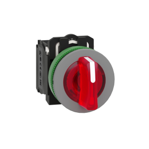   Schneider Electric Harmony XB5 - XB5FK134B5C0 - panelbe süllyesztett komplett műanyag világító kapcsoló, Ø30, 3 állású, 24 V, 1NO+1NC, piros, szürke körgyűrű