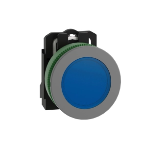 Schneider Electric Harmony XB5 - XB5FVB6C0 - panelbe süllyesztett komplett műanyag LED jelzőlámpa, Ø30, 24VAC/DC, kék, szürke körgyűrű
