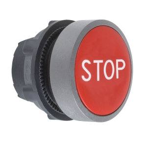 Schneider Electric Harmony XB5 - ZB5AA434C0 - műanyag nyomógomb fej, Ø22, visszatérő, piros, "STOP", szürke perem