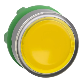 Schneider Electric Harmony XB5 - ZB5AA88C0 - műanyag világító nyomógomb fej, Ø22, visszatérő, sárga, betehető címke, szürke perem