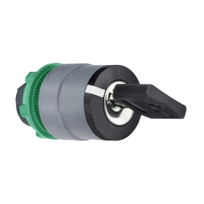 Schneider Electric Harmony XB5 - ZB5AG612C0 - műanyag választókapcsoló fej, Ø22, 421E kulcsos, bal poz. kivehető, jobbról visszatérő, 2 állású, szürke perem