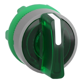Schneider Electric Harmony XB5 - ZB5AK1733C0 - műanyag világító választókapcsoló fej, Ø22, 3 állású, zöld, balról középre visszatérő, szürke perem