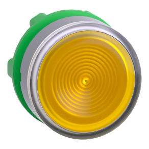   Schneider Electric Harmony XB5 - ZB5AW383SC0 - műanyag világító nyomógomb fej, Ø22, visszatérő, beépített LED - hez, hornyolt lencsével, sárga, szürke perem