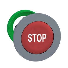 Schneider Electric Harmony XB5 - ZB5FA434C0 - panelbe süllyesztett műanyag nyomógomb fej, Ø30, piros, "STOP", szürke perem