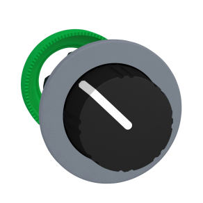   Schneider Electric Harmony XB5 - ZB5FD29C0 - panelbe süllyesztett műanyag választókapcsoló fej, Ø30, 2 állású, recés, fekete, szürke perem