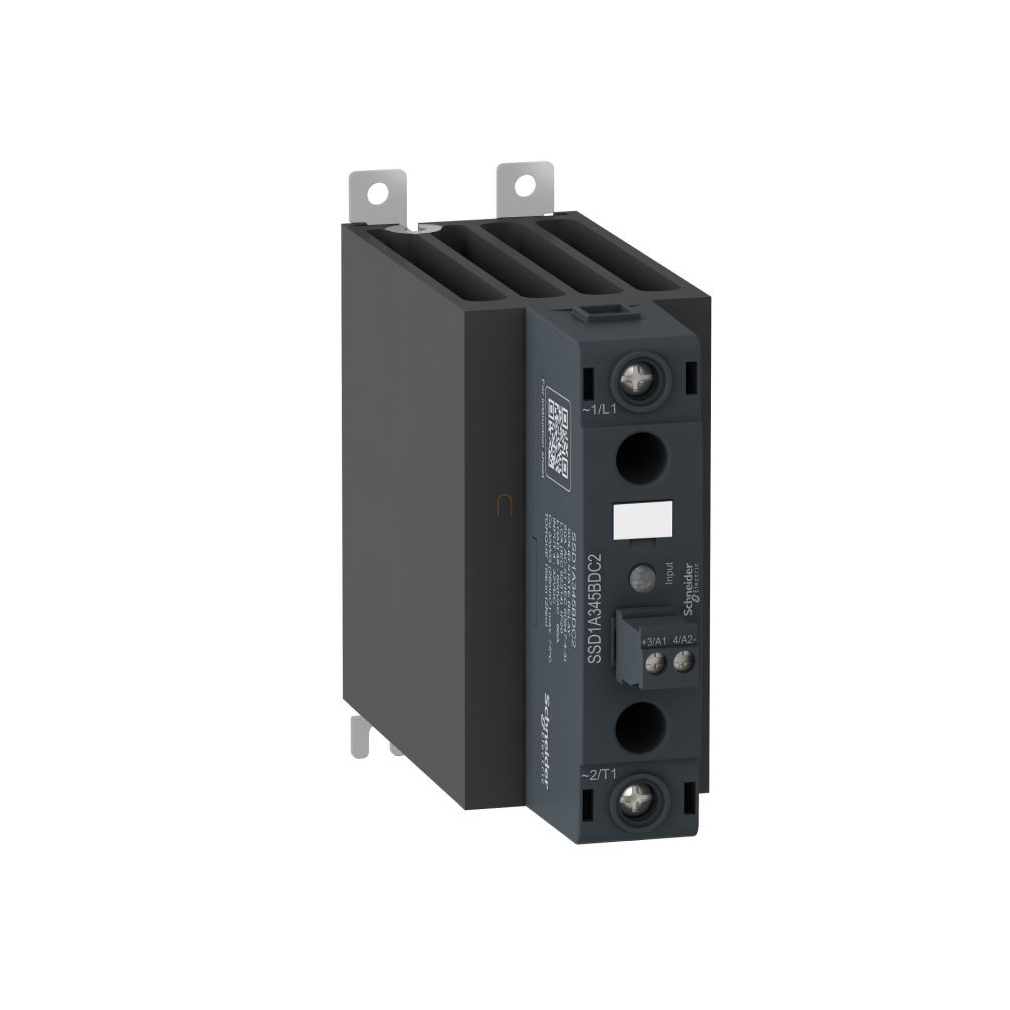Harmony SSD szilárdtest relé, DIN sínes, 1 fázis, kimenet:48…600VAC, 60 A, vezérlőfeszültség:4…32 VDC SSD1A360BDC2 Schneider